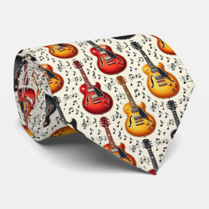 Cravate Musicien Faux Tie en Soie Notes de Musique Rétro