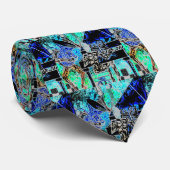 Cravate Musiciens modernes de jazz bleu vert noir et gris (Roulé)