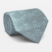 Cravate musique bleu poussiéreux vieille texture de feuill (Roulé)