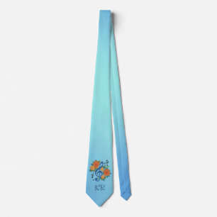 Cravate Musique Clef Note Bleu Monogramme tendance
