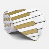 Cravate Musique de clavier de piano d'or (Roulé)