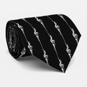 Cravate Musique Motif Melting Treble Clef Blanc et Noir (Roulé)