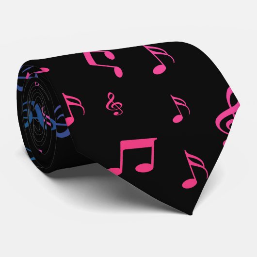 Cravate musique, musical, note, mélodie, noir, son, clef, (Roulé)
