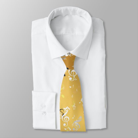 Cravate musique, musique, note, blanc, mélodie, clef, son, (Attaché)