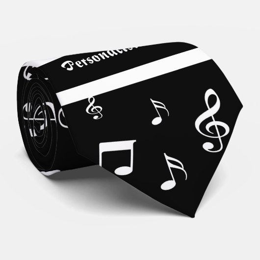 Cravate musique, note, clef, bande, symbole, brillant, élé (Roulé)