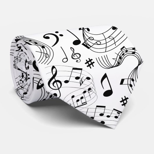 Cravate Musique, notes musicales (Roulé)