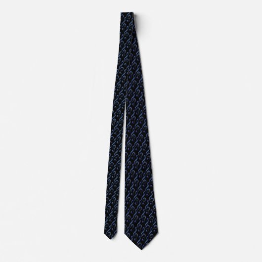 Cravate Musique Treble Clef Motif en bleu (Dos)