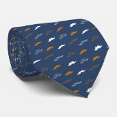 Cravate Mustache on Navy Blue Necktie Tie (Roulé)