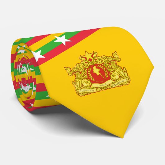 Cravate Myanmar / Birmanie Drapeau et sceau d'État (Roulé)