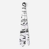 Cravate Mydeas | Lignes peintes en noir et blanc minces (Devant)