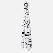 Cravate Mydeas | Lignes peintes en noir et blanc minces (Dos)
