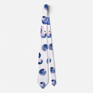 Cravate Myrtilles motif aquarelle