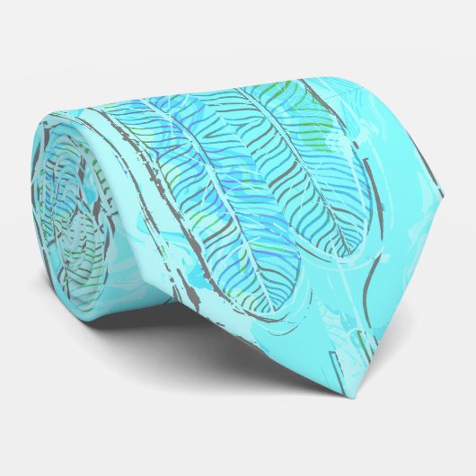 Cravate Nature Lover Leaf Design doux Bleu Vert Feuilles (Roulé)