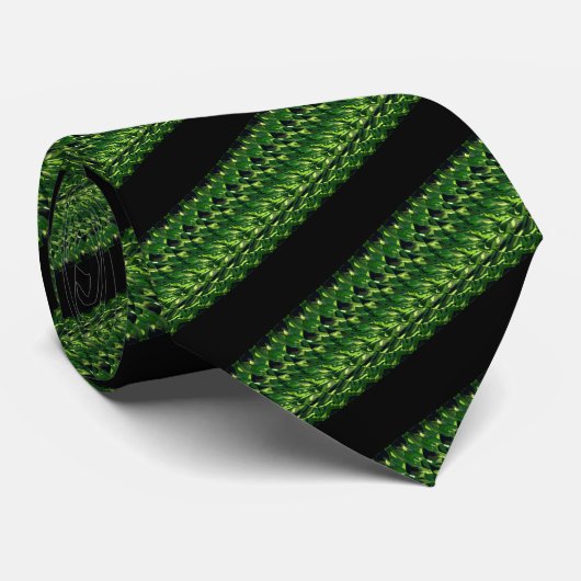 Cravate Nature Vert & Noir Mode rayée (Roulé)