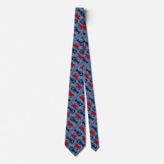Cravate Nautical Crab and Lobsters Blue Diagonal (Devant)