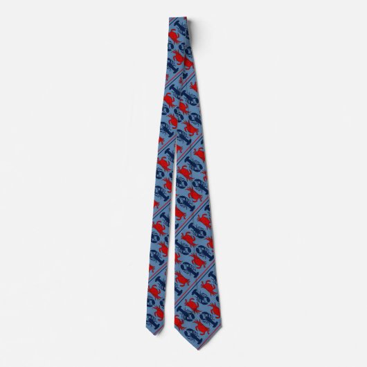 Cravate Nautical Crab and Lobsters Blue Diagonal (Dos)