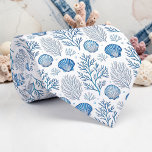 Cravate Nautical Seashells Custom Necktie<br><div class="desc">This custom necktie features a beautiful nautical design with seashells, perfect for adding a touch of the ocean to any outfit. Whether you're heading to a seaside vacation, a special event, or just want to express your love for the sea, this tie is a stylish and unique choice. Made with...</div>