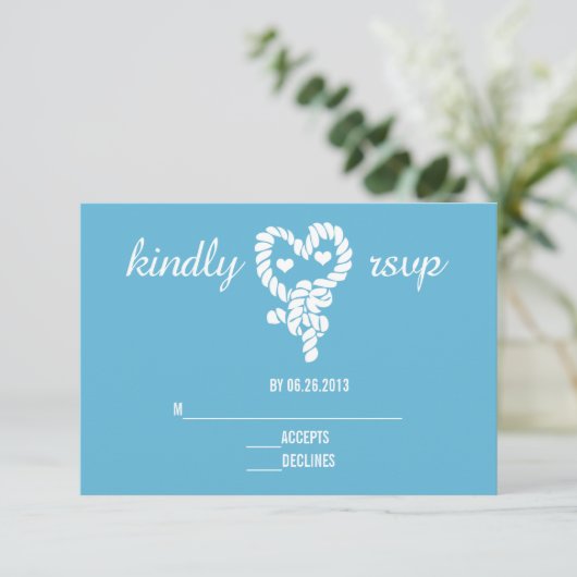 Cravate nautique le noeud bleu mariage cartes RSVP (Debout devant)