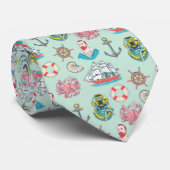 Cravate Nautique vintage avec le poulpe (Roulé)