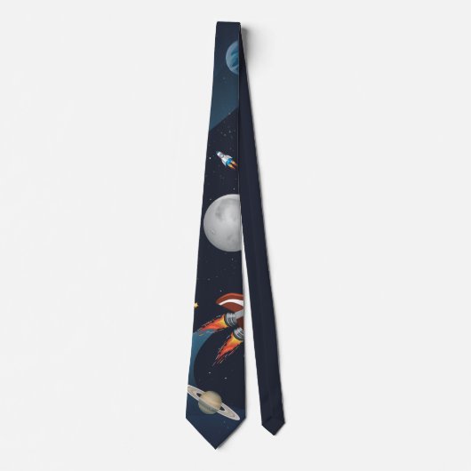 Cravate Navette spatiale Stars Lune Moderne (Devant)