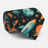 Cravate Navires-fusée vintages pour engins spatiaux Motif  (Roulé)