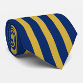 Cravate Navy and Metallic Gold Striped Stylish Neck Tie (Roulé)