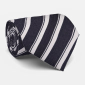 Cravate Navy & Argent rayé diagonal Classique (Roulé)