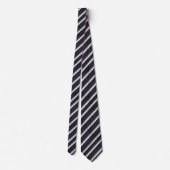Cravate Navy & Argent rayé diagonal Classique (Dos)