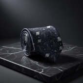 Cravate Navy Astronomy Telescopes Planets Stars Pattern