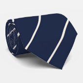 Cravate Navy Blue Classique Svelte Rayures Ivoire (Roulé)