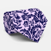 Cravate Navy-Blue & Lavender Floral Damas (Roulé)