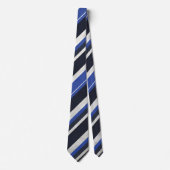Cravate Navy Blue & Royal Blue Diagonal Stripe Modern  (Devant)