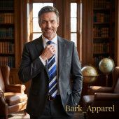 Cravate Navy Blue & Royal Blue Diagonal Stripe Modern 