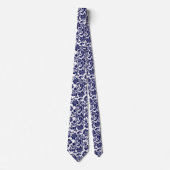 Cravate Navy Blue & White Floral Paisley Pattern Neck (Devant)