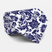 Cravate Navy Blue & White Floral Paisley Pattern Neck (Roulé)