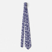 Cravate Navy Blue & White Floral Paisley Pattern Neck (Dos)