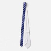 Cravate Navy Blue White Moroccan Quatrefoil Pattern #5 (Dos)