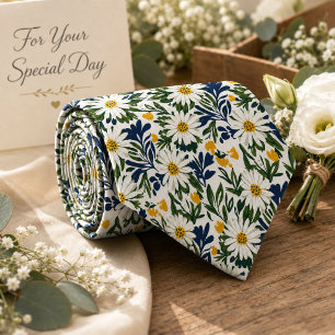 Cravate Navy Daisy & Moutarde Floral 
