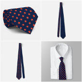 Cravate Navy Tie with Carrot-Orange Star Pattern