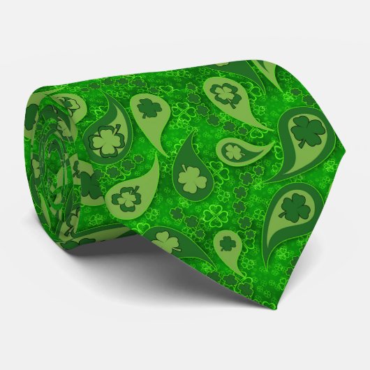 Cravate Neat Green Irish Shamrock Paisley Pattern (Roulé)