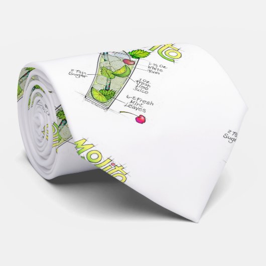 CRAVATE NECK TIE - MOJITO RECIPE COCKTAIL ART (Roulé)