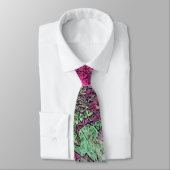 CRAVATE NECKTIE/ ABSTRAIT/PLUM, ROSE, VERT ET JAUNE (Attaché)