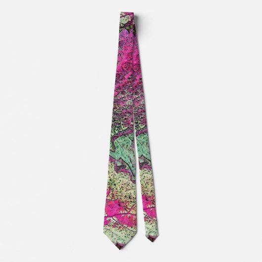 CRAVATE NECKTIE/ ABSTRAIT/PLUM, ROSE, VERT ET JAUNE (Devant)