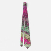 CRAVATE NECKTIE/ ABSTRAIT/PLUM, ROSE, VERT ET JAUNE (Dos)