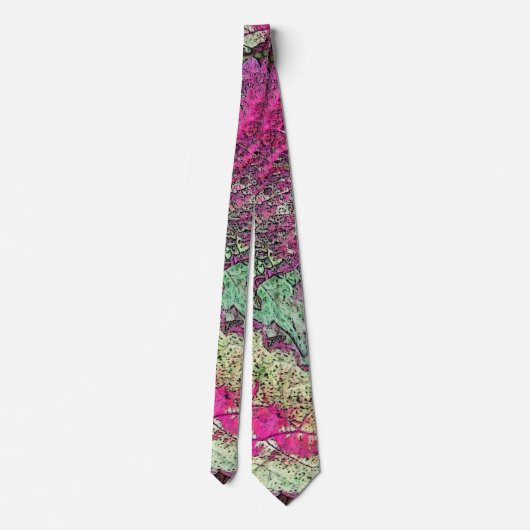 CRAVATE NECKTIE/ ABSTRAIT/PLUM, ROSE, VERT ET JAUNE (Dos)