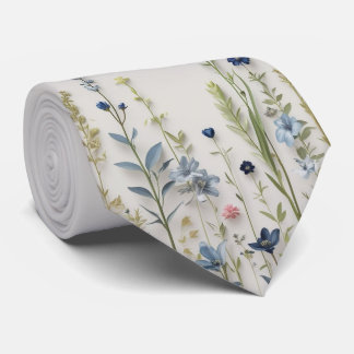 Cravate Necktie botanique à prairie fleurie sauvage