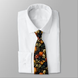 Cravate Necktie d'art floral citrouille