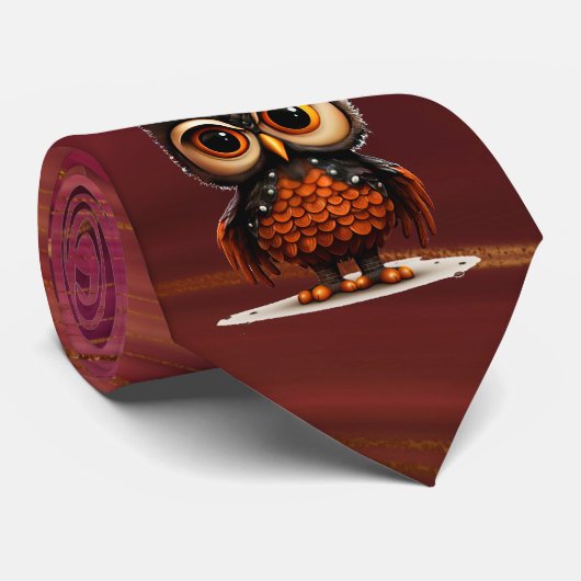 Cravate Necktie de chouette Abstraite (Roulé)