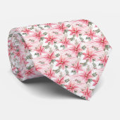 Cravate Necktie de Noël rose aquarelle (Roulé)