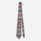 Cravate NECKTIE - Design Mandala gris-Brown-blanc (Devant)